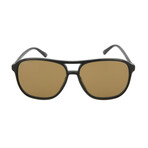 Men's Square Sunglasses // Black + Brown