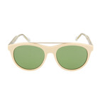 Men's Round Sunglasses // Ivory + Crystal + Green