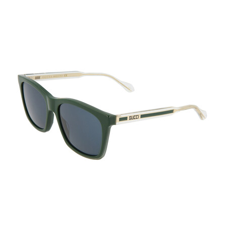 Men's Square Sunglasses // Green + Crystal + Blue