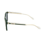 Men's Square Sunglasses // Green + Crystal + Blue