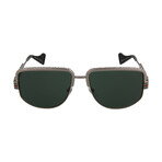 Men's Square Sunglasses // Ruthenium + Green