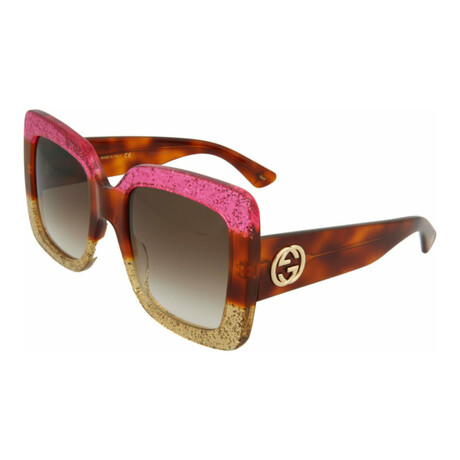 Women's Square Sunglasses // Fuchsia + Havana + Brown