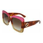 Women's Square Sunglasses // Fuchsia + Havana + Brown