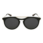 Men's Round Sunglasses // Black + Gold + Gray