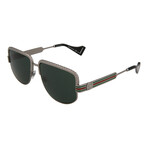 Men's Square Sunglasses // Ruthenium + Green