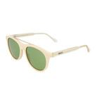 Men's Round Sunglasses // Ivory + Crystal + Green