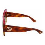 Women's Square Sunglasses // Fuchsia + Havana + Brown