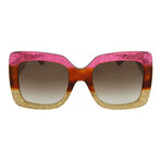 Women's Square Sunglasses // Fuchsia + Havana + Brown