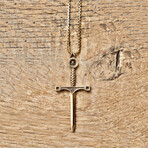 Heirloom Sword Necklace Silver // Vintage Gold