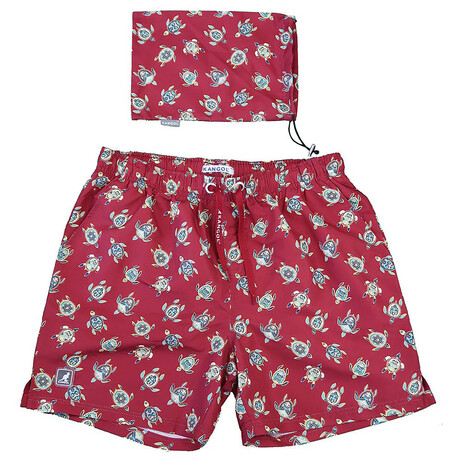 Sea Turtle Print Swim Suit // Red (S)