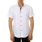 Solid Short Sleeve Button Up Shirt // White (XL)