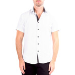 Dots Short Sleeve Button Up Shirt // White (XS)