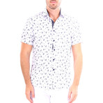 Palm Tree Short Sleeve Button Up Shirt // White (S)