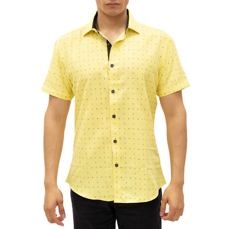 Anchor Short Sleeve Button Up Shirt // Yellow (XS)