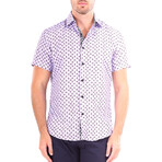 Paisley Short Sleeve Button Up Shirt // Pink (3XL)
