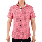 Circle Short Sleeve Button Up Shirt // Red (3XL)