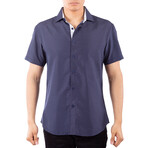 Tiny Dot Short Sleeve Button Up Shirt // Navy (3XL)