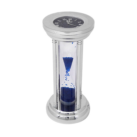 Jacob & Co. Stainless Steel Hourglass Desk Clock // Blue