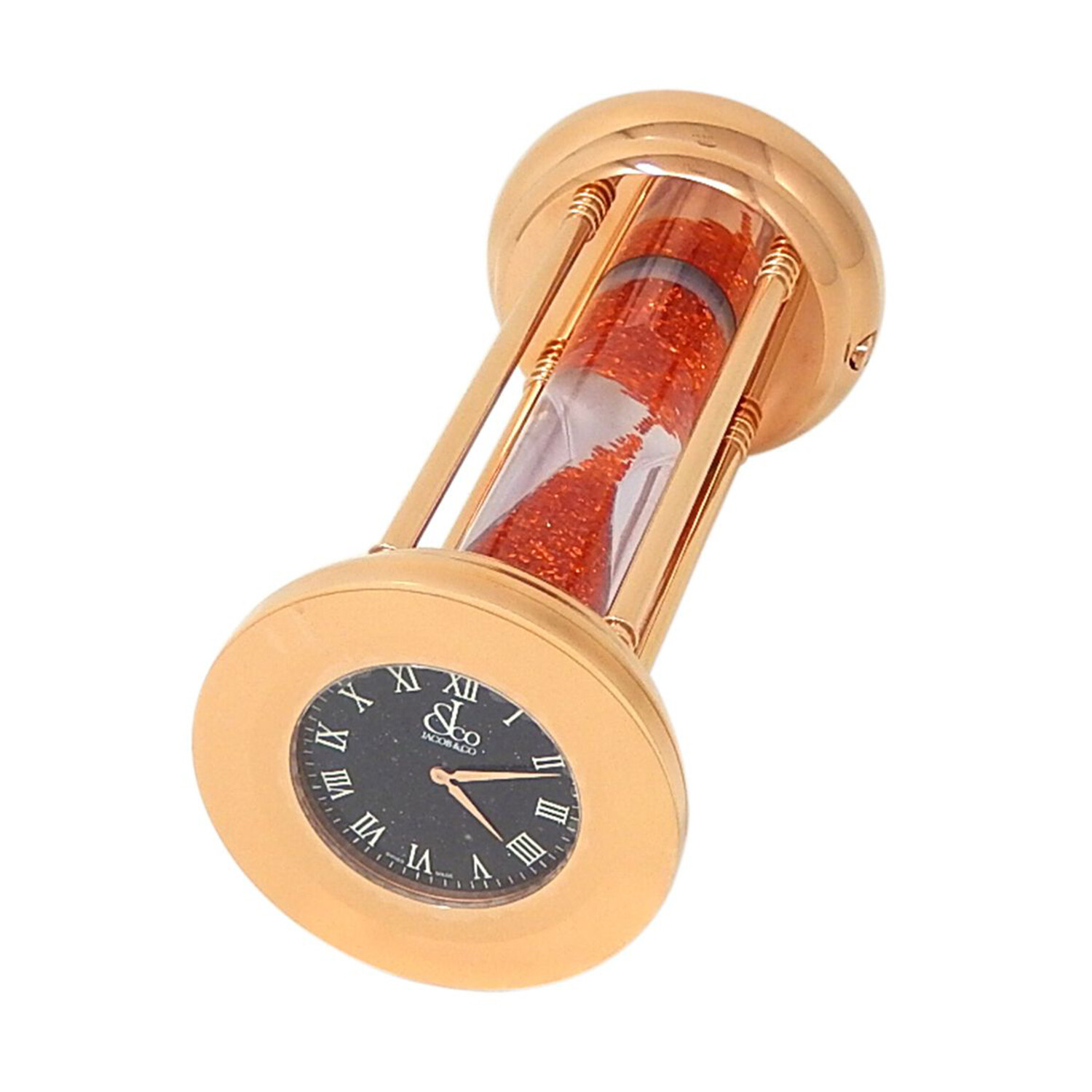 Jacob & Co. Rose Gold Plated Hourglass Desk Clock // Red Jacob & Co