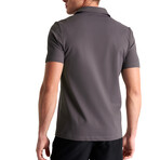 Vance Textured Jersey Short Sleeve Polo // Charcoal (Small)