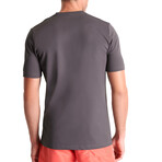 Travis Textured Jersey V Neck T-Shirt // Charcoal (Small)