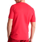 Joshua Textured Jersey V Neck T-Shirt // Maraschino (Small)