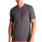 Travis Textured Jersey V Neck T-Shirt // Charcoal (Small)