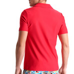 Joy Textured Jersey Short Sleeve Polo // Maraschino (Small)