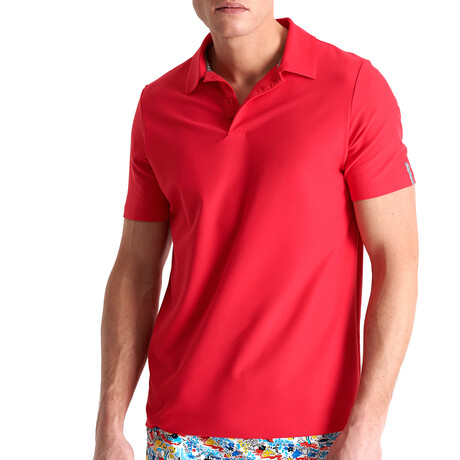 Joy Textured Jersey Short Sleeve Polo // Maraschino (Small)