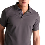 Vance Textured Jersey Short Sleeve Polo // Charcoal (Small)