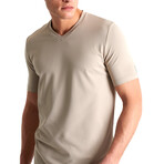 Harden Textured Jersey V Neck T-Shirt // Tilia (Small)