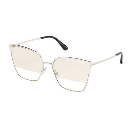 Women's Helena Cat Eye Sunglasses // Silver + Pink Mirror