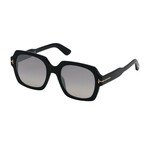 Women's Autumn Square Sunglasses // Shiny Black + Gray Gradient