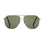 Men's Dominic Square Aviator Sunglasses // Shiny Rose Gold + Green