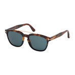 Men's Holt Square Double Bridge Sunglasses // Havana + Blue