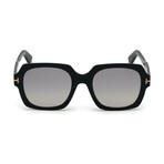 Women's Autumn Square Sunglasses // Shiny Black + Gray Gradient