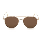 Men's Tomasso Round Aviator Sunglasses // Shiny Rose Gold + Brown