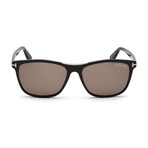 Men's Nicolo Square Sunglasses // Shiny Black + Brown