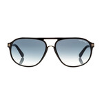 Men's Jacob Pilot Sunglasses // Shiny Black + Blue Gray Gradient