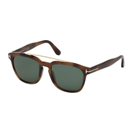 Men's Holt Square Double Bridge Sunglasses // Havana + Green