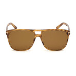 Men's Shelton Square Sunglasses // Striped Light Brown + Brown