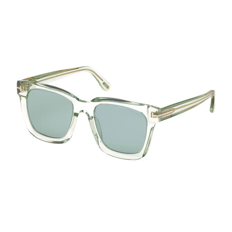 Women's Sari Square Sunglasses // Clear Blue + Blue Mirror