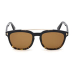 Men's Holt Square Double Bridge Sunglasses // Black + Havana + Brown