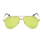 Men's Wilder Half Rim Aviator Sunglasses // Gold + Green