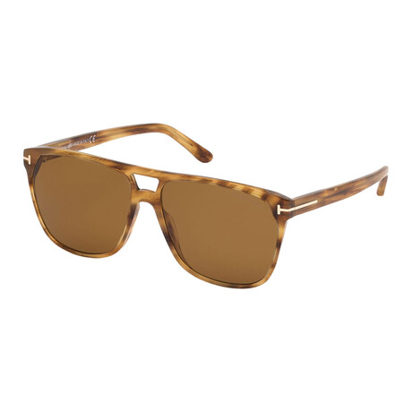 Men's Shelton Square Sunglasses // Striped Light Brown + Brown