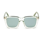 Women's Sari Square Sunglasses // Clear Blue + Blue Mirror