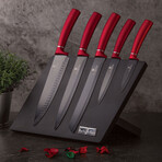 6-Piece Knife Set // Magnetic Stand // Burguny