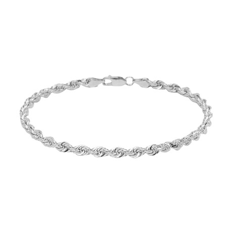 Hollow 14K Gold Rope Chain Bracelet // 4mm // White (7" // 2.7g)