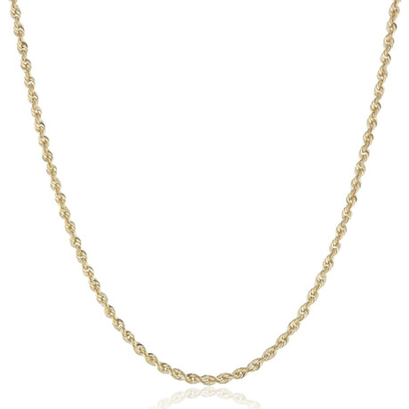 Hollow 10K Gold Rope Chain Necklace // 2mm // Yellow (16" // 1.5g)