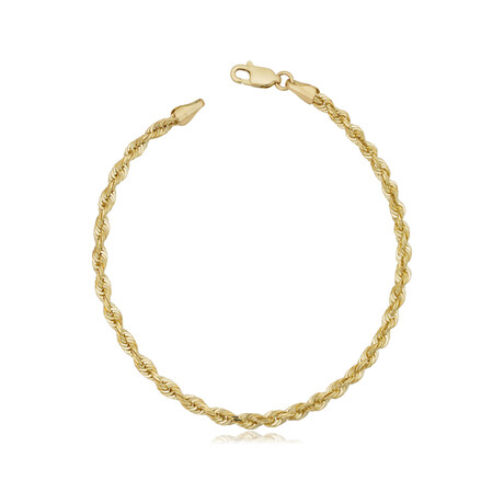 Hollow 10K Gold Rope Chain Bracelet // 3mm // Yellow (7" // 1.3g)